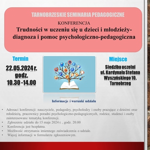 KONFERENCJA  "Trudności w uczeniu się dzieci i młodzieży. Diagnoza i pomoc p-p"