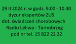 Tarnobrzeg. Dyżur ekspertów ZUS w Radiu Leliwa.