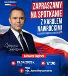 Nie w Tarnobrzegu a w Nowej Dębie. Spotkanie z kandydatem na prezydenta RP Karolem Nawrockim we wtorek 29 kwietnia |