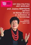 19.10 (niedziela) Spotkanie z prof. Joanna Senyszyn w Tarnobrzegu |
