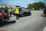 Zderzenie sześciu pojazdów na tarnobrzeskiej Wisłostradzie. Trzy osoby trafiły do szpitala |